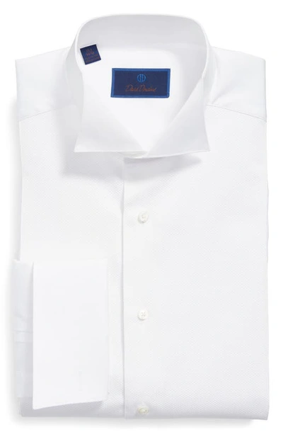 David Donahue Regular Fit French Cuff Tuxedo Shirt In White