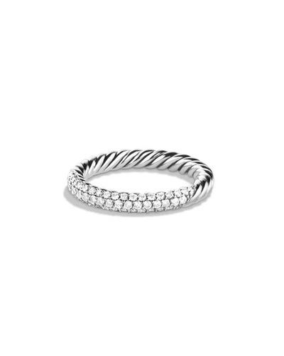 David Yurman 'petite' Pave Ring With Diamonds In Silver/white