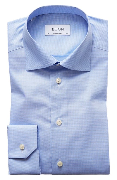 Eton Men's Contemporary-fit Twill Dress Shirt With Hidden Button-down Collar In Blue