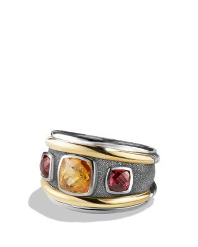 David Yurman Renaissance Ring With Citrine, Rhodalite Garnet And 14k Gold In Orange/black