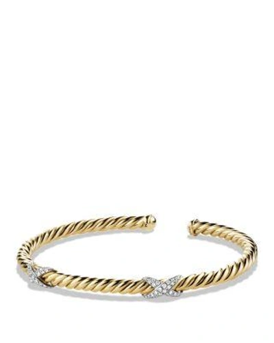 David Yurman X Collection Bracelet With Diamonds In Gold In Gold/white