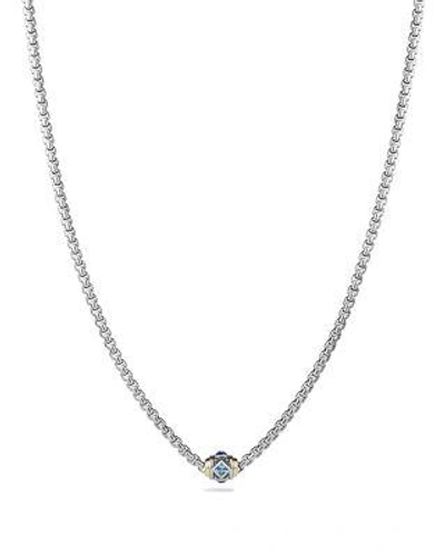 David Yurman Renaissance Necklace With Blue Topaz, Lapiz Lazuli And 18k Gold In Blue/silver