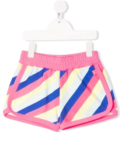 Billieblush Kids' Striped Cotton Shorts In Pink