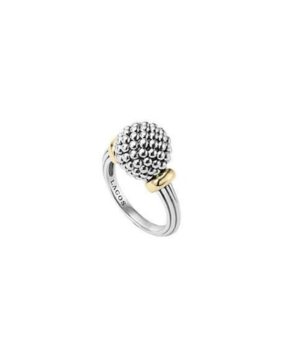 Lagos Sterling Silver Caviar Beaded Ring With 18k Gold