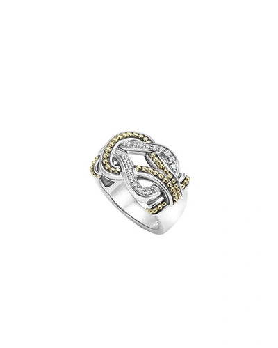 Lagos Sterling Silver And 18k Gold Newport Diamond Ring In Silver/gold