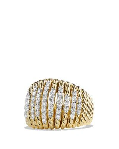 David Yurman Tempo Ring With Diamonds In 18k Gold