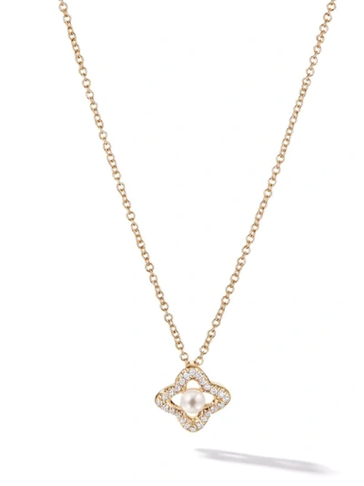 David Yurman Venetian Quatrefoil Necklace With Diamonds In 18k Gold, 9.7mm, 16-18"l