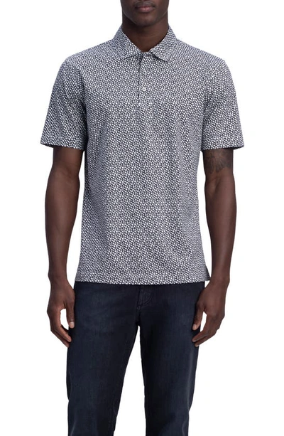 Bugatchi Tech Print Stretch Polo In Black