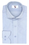 Lorenzo Uomo Trim Fit Pinstripe Dress Shirt In White/ Blue