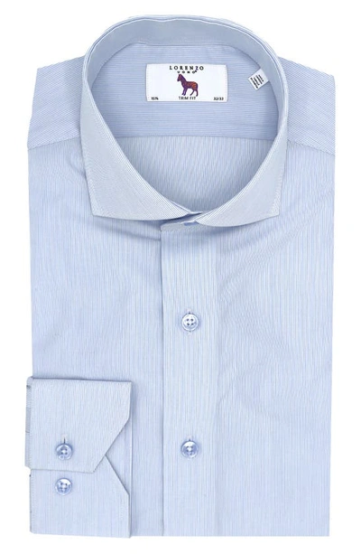 Lorenzo Uomo Trim Fit Pinstripe Dress Shirt In White/ Blue