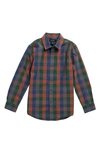 Nordstrom Kids' Poplin Button-up Shirt In Green Pinecone Multi Plaid