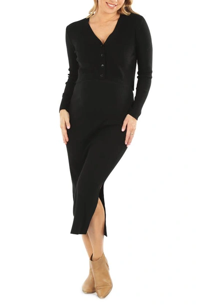 Angel Maternity Long Sleeve Maternity Cardigan In Black