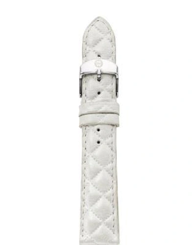 Michele Quilted Leather Watch Strap, 16mm In Whisper White
