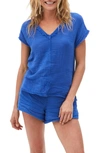 Michael Stars Draya V-neck T-shirt In Blue