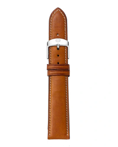 Michele 20mm Extra Long Leather Watch Strap In Light Brown