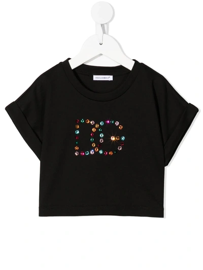 Dolce & Gabbana Kids' Crystal Embellished T-shirt In Black