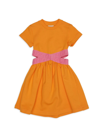 Fendi Kids' Little Girl's & Girl's Cut-out Logo Dress In Orange