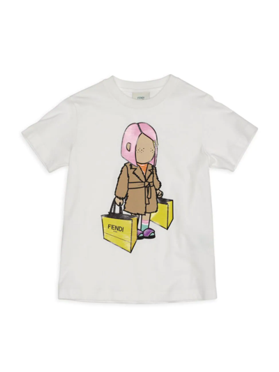 Fendi Kids' Little Girl's & Girl's Character Graphic Logo T-shirt In White