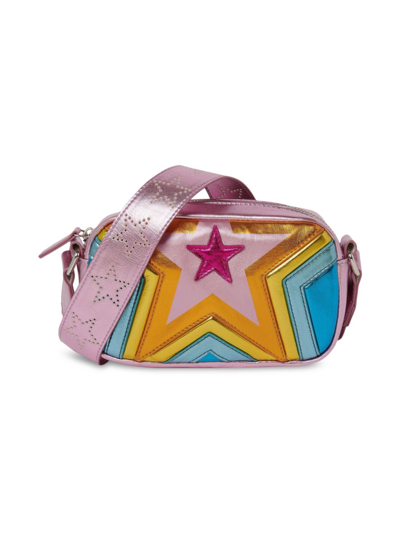 Stella Mccartney Kids' Quilted Star Faux Leather Shoulder Bag In Pink