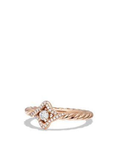 David Yurman Venetian Quatrefoil Ring With Diamonds In 18k Rose Gold