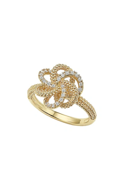 Lagos 18k Yellow Gold Love Knot Ring With Diamonds In White/gold