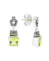 Lagos Sterling Silver & 18k Gold Caviar Color Stud Huggie Drop Earrings With Green Quartz