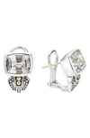 Lagos 18k Gold And Sterling Silver Caviar Color Stud Huggie Drop Earrings With White Topaz