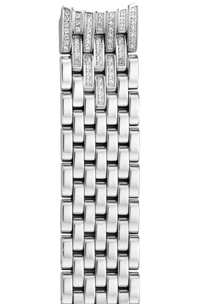 Michele 16mm Serein Stainless Steel Diamond 7-link Taper Bracelet In Silver