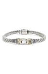 Lagos 18k Gold And Sterling Silver Caviar Color Bracelet With White Topaz