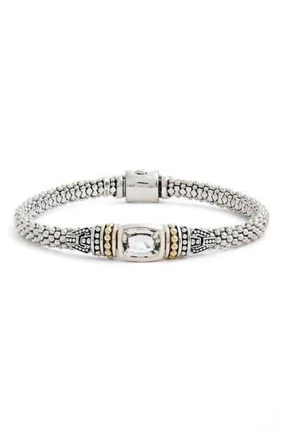 Lagos 18k Gold And Sterling Silver Caviar Color Bracelet With White Topaz