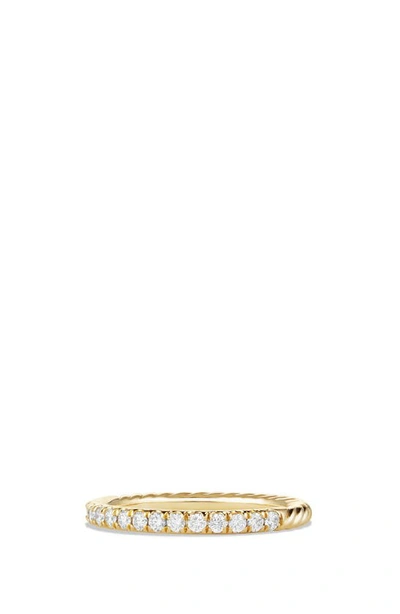 David Yurman Cable Collectibles Pave Diamond Band Ring In 18k Yellow Gold In White/gold