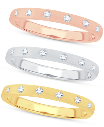 Macy's 3-pc. Set Diamond Tri-tone Stack Rings (1/5 Ct. T.w.)