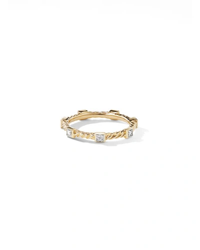 David Yurman Cable Collectibles' Diamond 18k Yellow Gold Ring In Metallic
