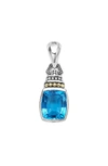 Lagos 18k Gold And Sterling Silver Caviar Color Pendant With Swiss Blue Topaz In Blue/silver