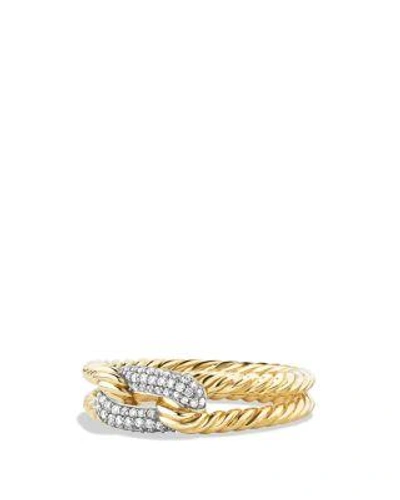 David Yurman Petite Pave Loop Ring With Diamonds In 18k Gold In White/gold