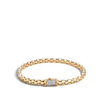 John Hardy 18k Yellow Gold Dot Slim Chain Bracelet With Diamonds In White Diamond