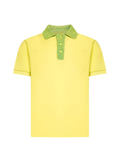 Bottega Veneta Contrasting Cotton Polo Shirt In Yellow