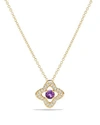 David Yurman Venetian Quatrefoil Necklace With Amethyst And Diamonds In 18k Gold In Purple/gold