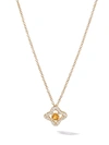 David Yurman Venetian Quatrefoil Necklace With Citrine And Diamonds In 18k Gold In Orange/gold