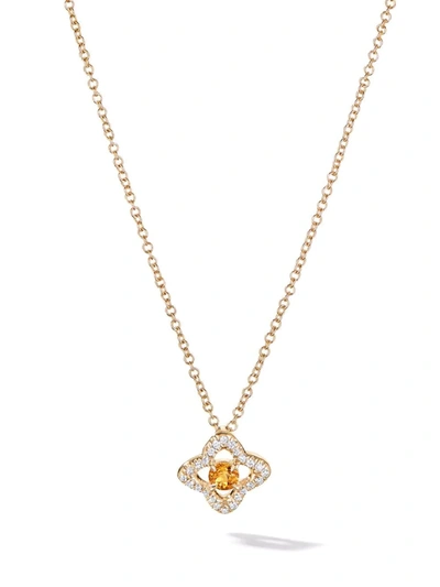David Yurman Venetian Quatrefoil Necklace With Citrine And Diamonds In 18k Gold In Orange/gold