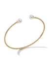 David Yurman Women's Solari 6mm Cultured White Akoya Pearl/diamond & 18k Yellow Gold Bracelet In White/gold