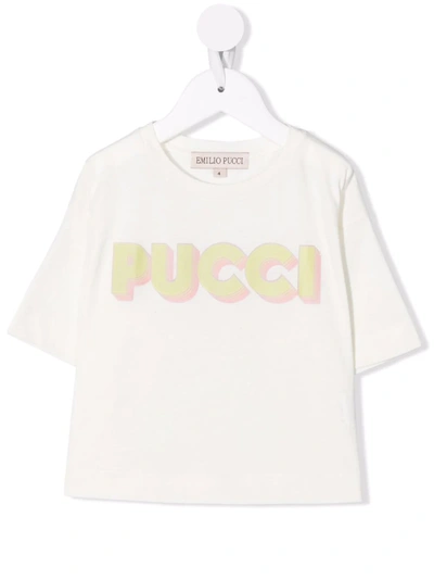 Emilio Pucci Junior Kids' Logo-print Cotton T-shirt In White