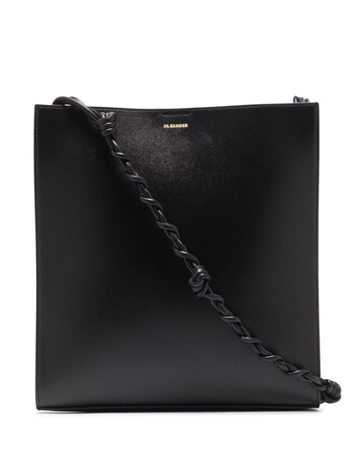Jil Sander Tangle Leather Shoulder Bag In Black