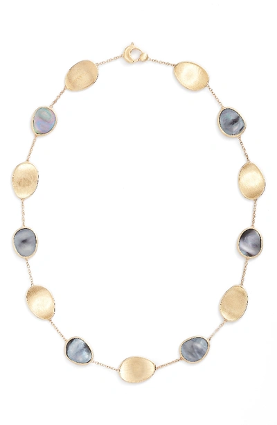 Marco Bicego 18k Yellow Gold Lunaria Black Mother-of-pearl Short Necklace, 16 In Grey Mother Of Pearl
