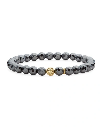 Lagos Caviar Icon Hematite Bracelet With 18k Gold Caviar Station In Hematite/gold