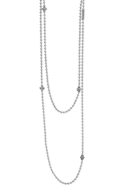 Lagos Sterling Silver Chain Necklace With Caviar Icon Stations, 36