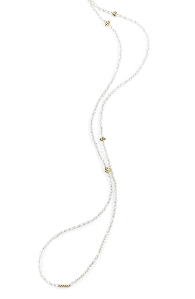Lagos 18k Gold And Cultured Freshwater Pearl Single Strand Caviar Icon Station Necklace, 34 In Pearl/ Gold