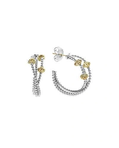 Lagos 18k Gold And Sterling Silver Caviar Icon Hoop Earrings In Silver/gold