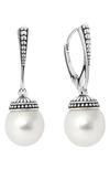 Lagos Sterling Silver Luna Freshwater Cultured Pearl Drop Earrings In Silver/white