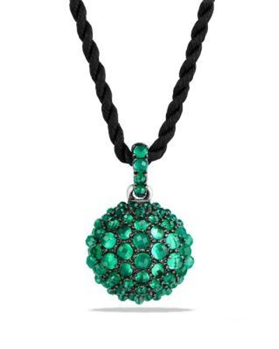 David Yurman 20mm Cable Berries Faceted Hematine Pendant Necklace, 42" In Green/black